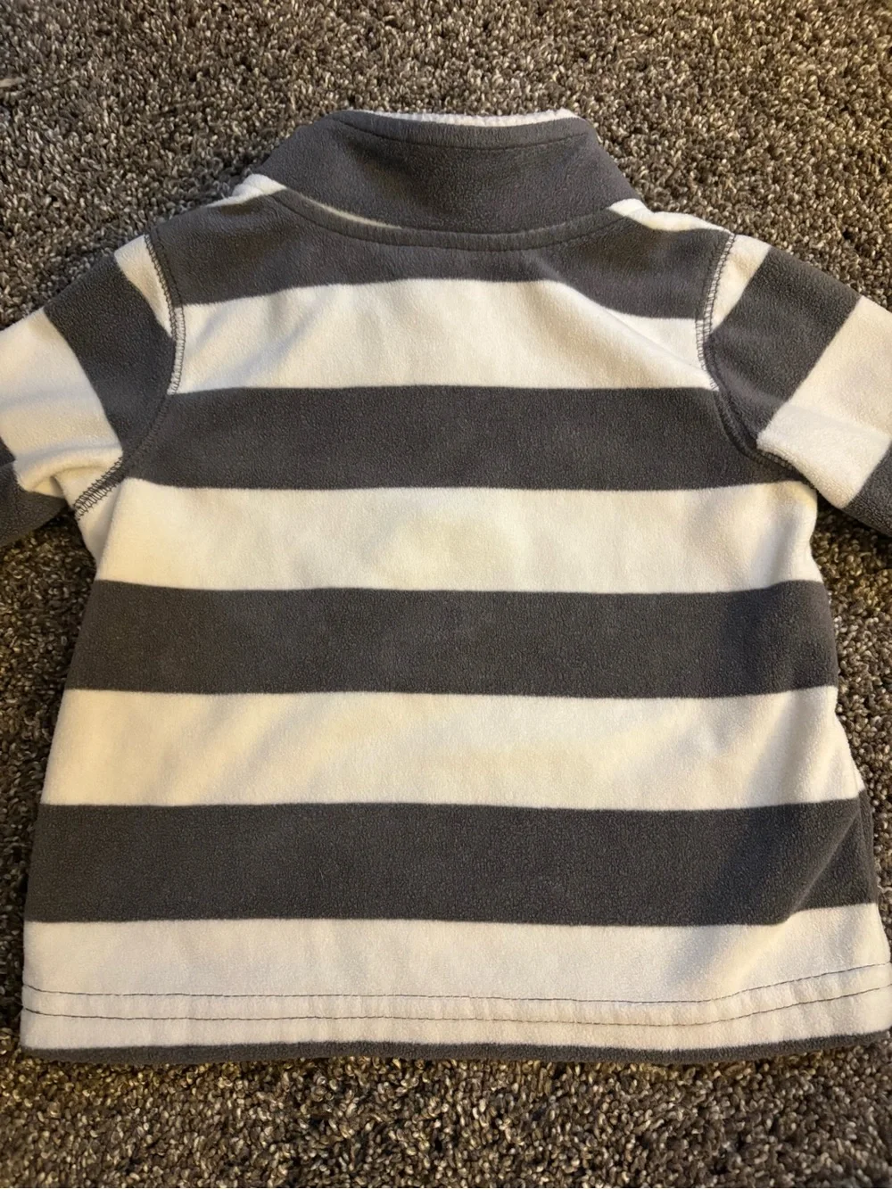 Carter's Gray & White Striped Fleece Pullover with Teal Accent